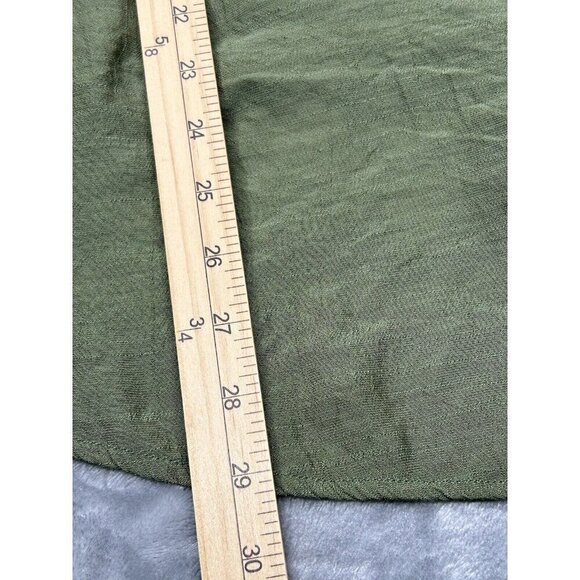 Cocomo Top 3X Green Pintuck Pleat Tie Front 3/4 Roll Tab Lightweight Plus Casual - Picture 6 of 7